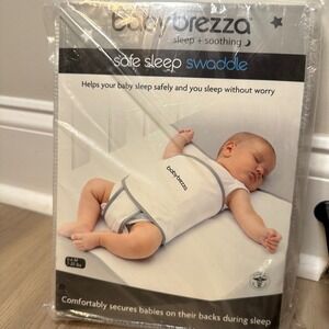 Baby Brezza Safe Sleep Swaddle 0-6 Months 7-25 lbs White Gray Swaddling Sack
